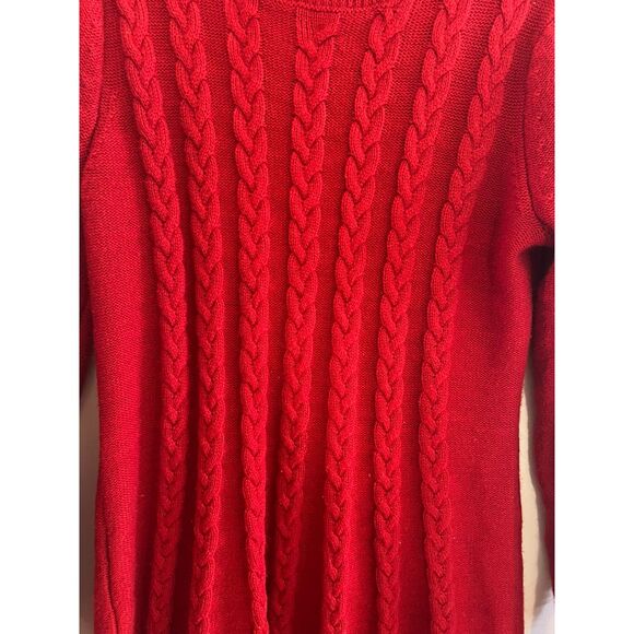 JH Jessica Howard Sweater Dress Womens Large Cable Knit Fit & Flare Red Holidays - Picture 4 of 8